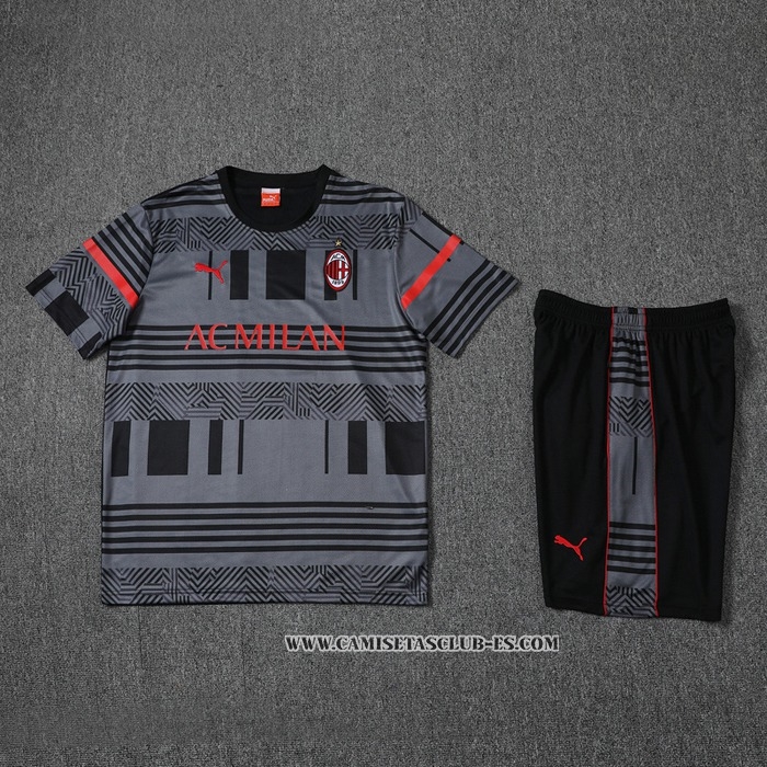 Chandal del AC Milan 22-23 Manga Corta Gris - Pantalon Corto